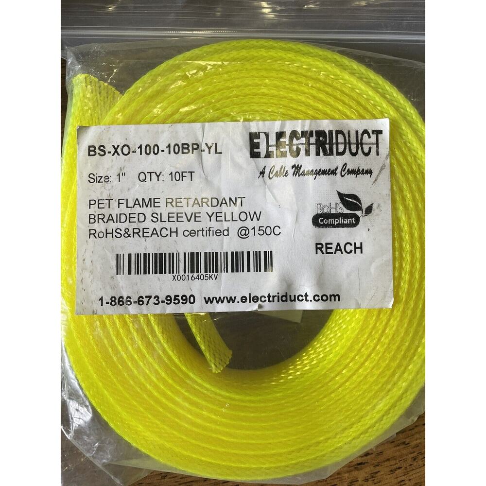 Pack of 2 - 1" PET Expandable Wire Mesh Sleeving, 10 Feet (Yellow)